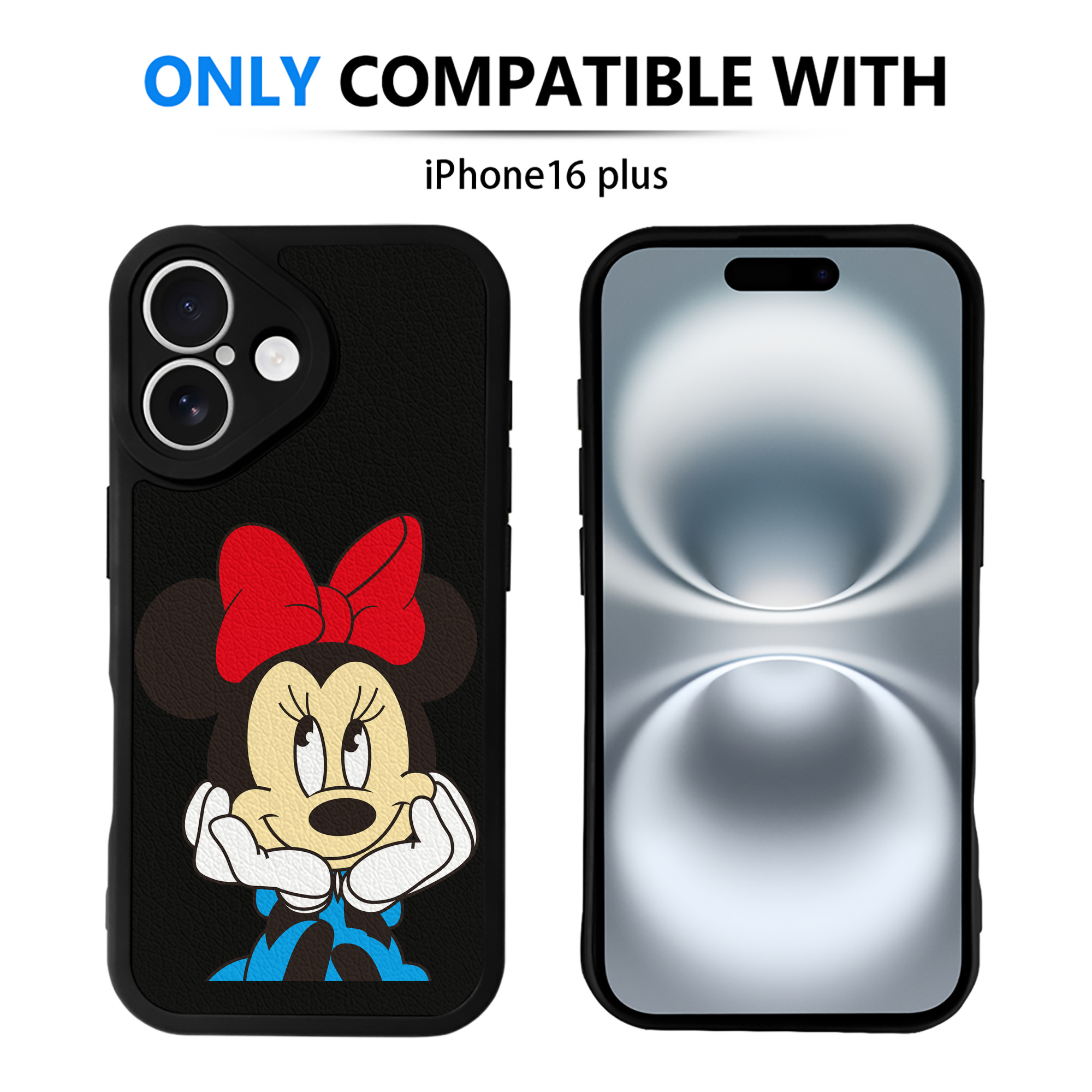 （画像用） ミッキーマウス Mickey Mouse 【iPhone 16シリーズ対応】シリコンスマホケース（レザー調） 材質：シリコン